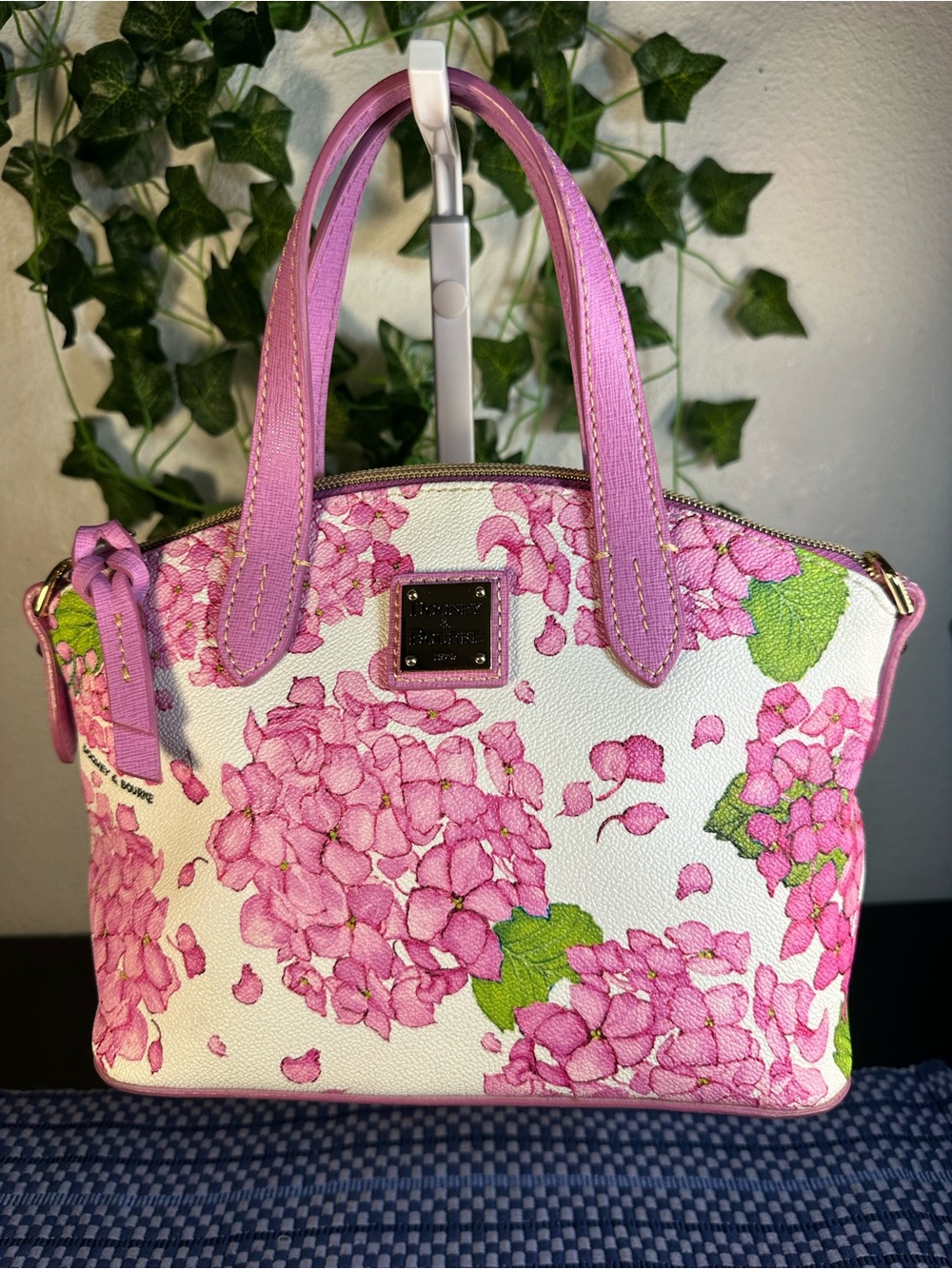 Dooney & Bourke Pink Hydrangea Print Satchel